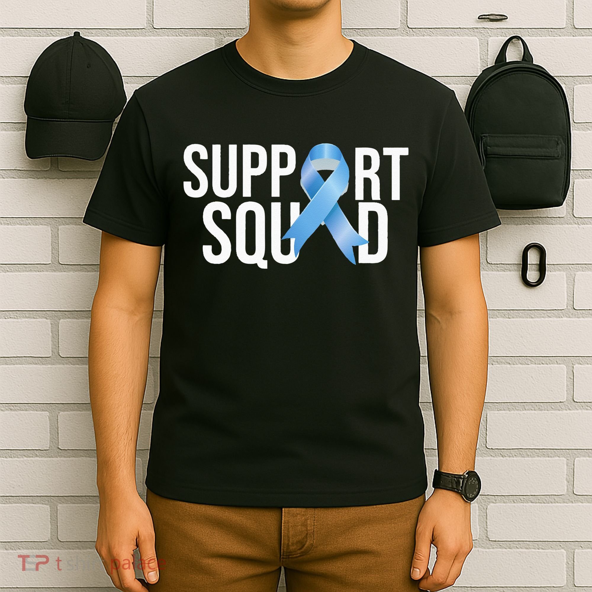 Support Squat Prostate Cancer Awareness Blue Ribbon Survivor T-Shirt
