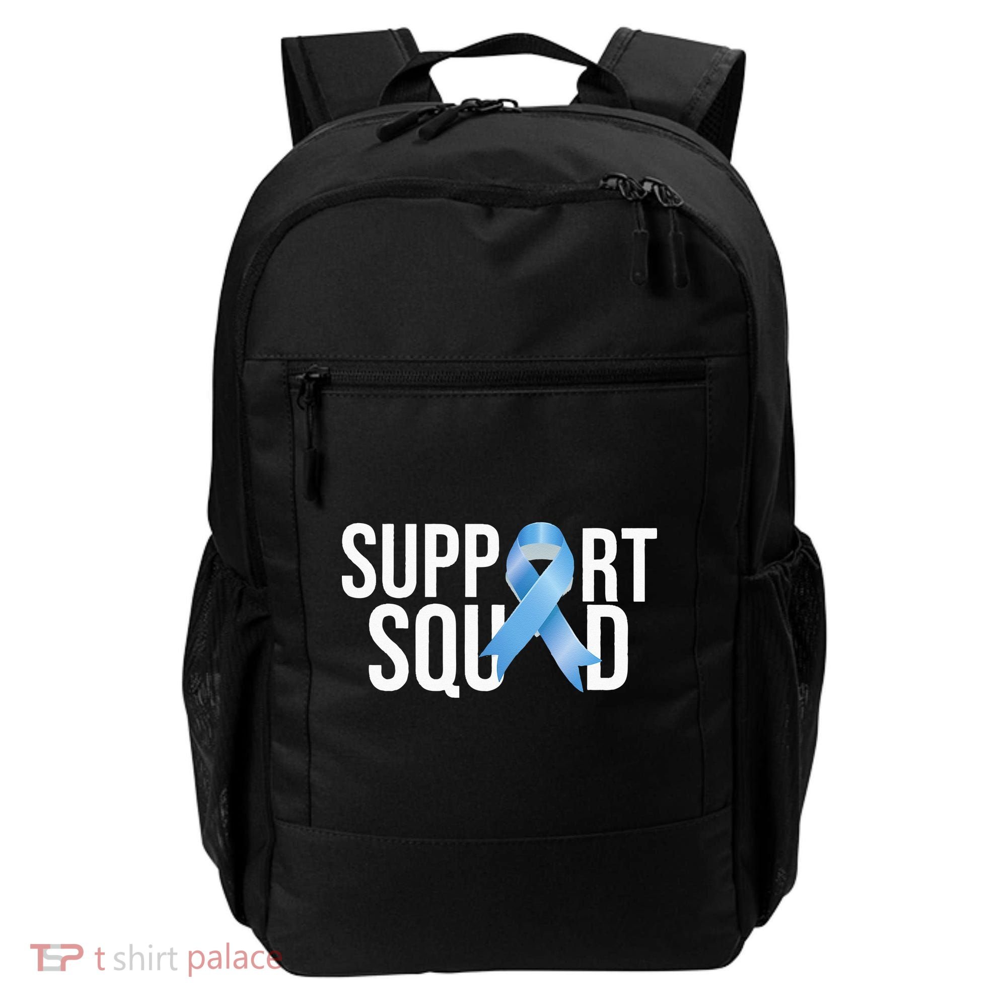 Support Squat Prostate Cancer Awareness Blue Ribbon Survivor Backpack