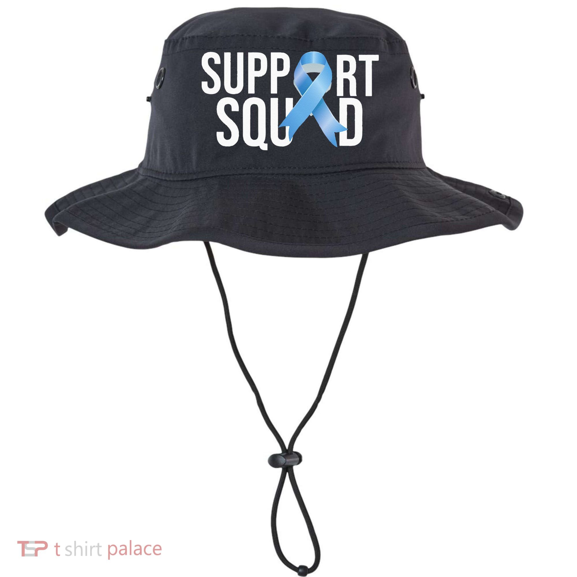 Support Squat Prostate Cancer Awareness Blue Ribbon Survivor Bucket Hat