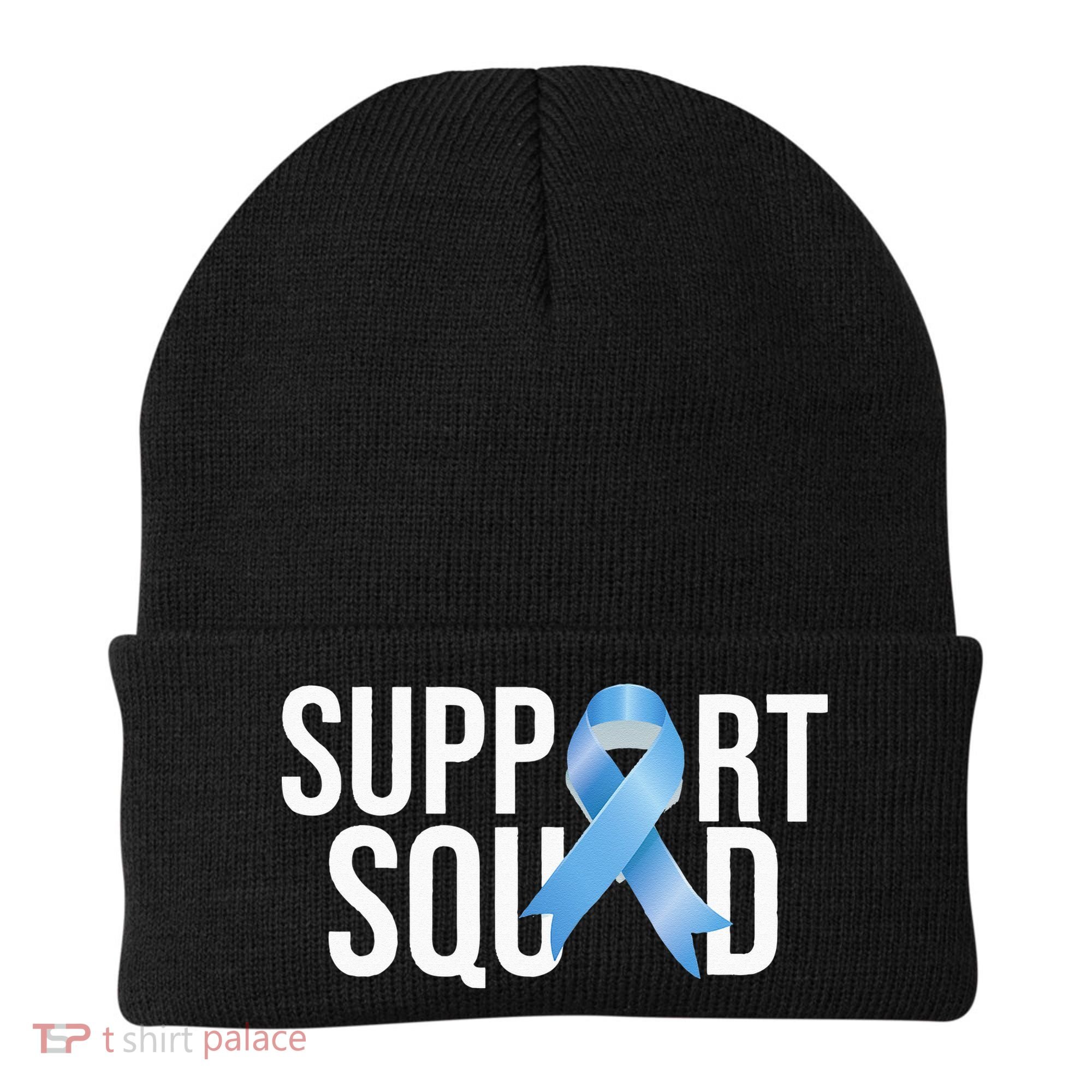 Support Squat Prostate Cancer Awareness Blue Ribbon Survivor Beanie