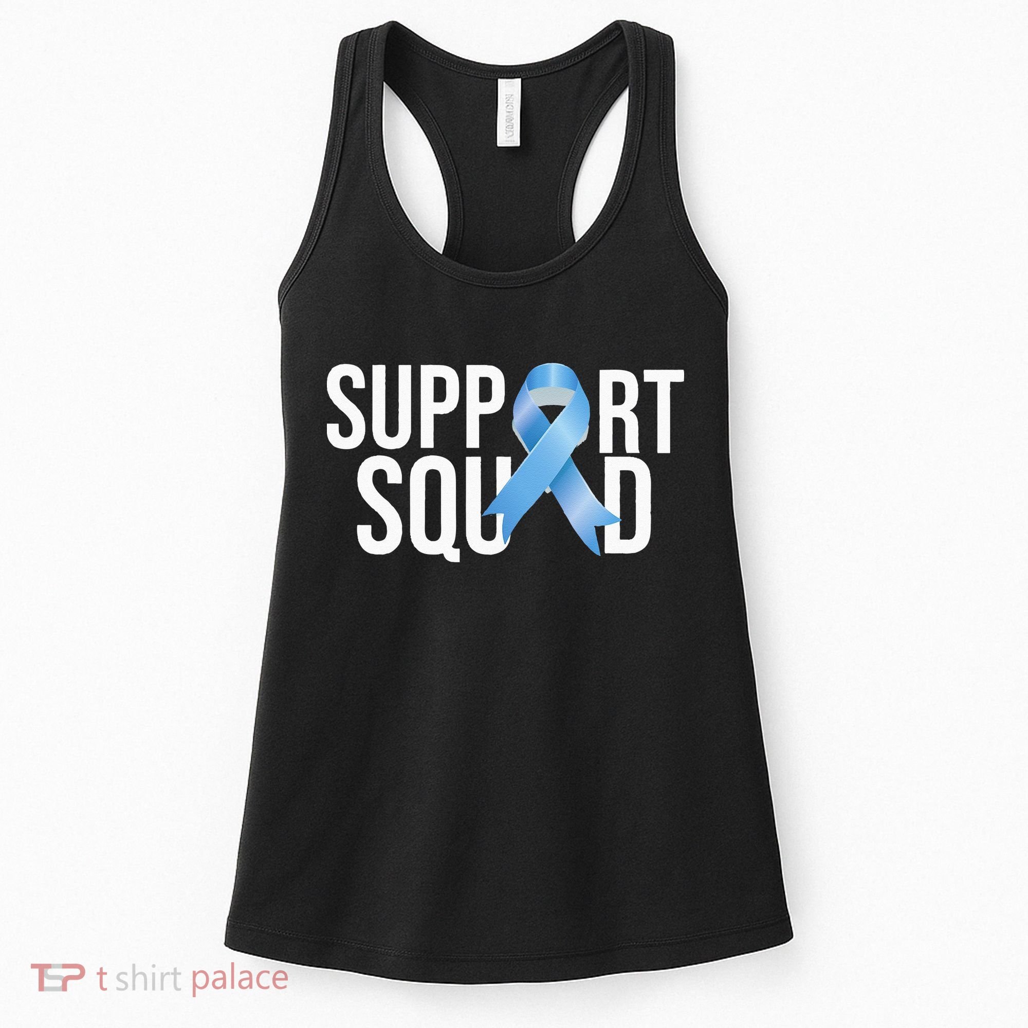 Support Squat Prostate Cancer Awareness Blue Ribbon Survivor Women's Tank Top