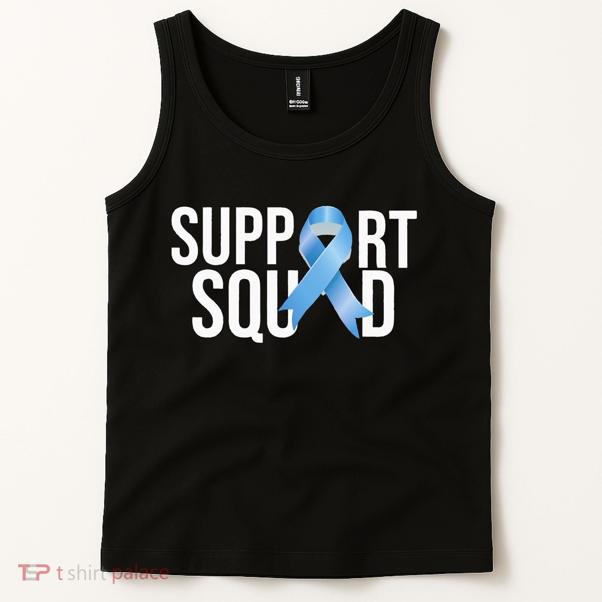 Support Squat Prostate Cancer Awareness Blue Ribbon Survivor Tank Top