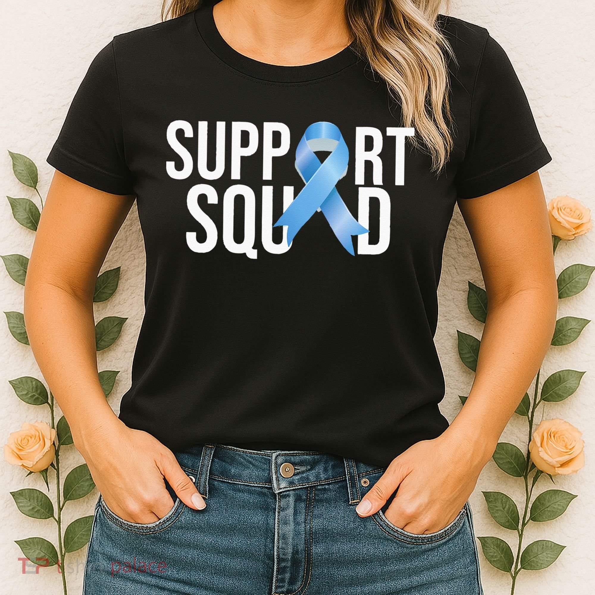 Support Squat Prostate Cancer Awareness Blue Ribbon Survivor Women's T-Shirt
