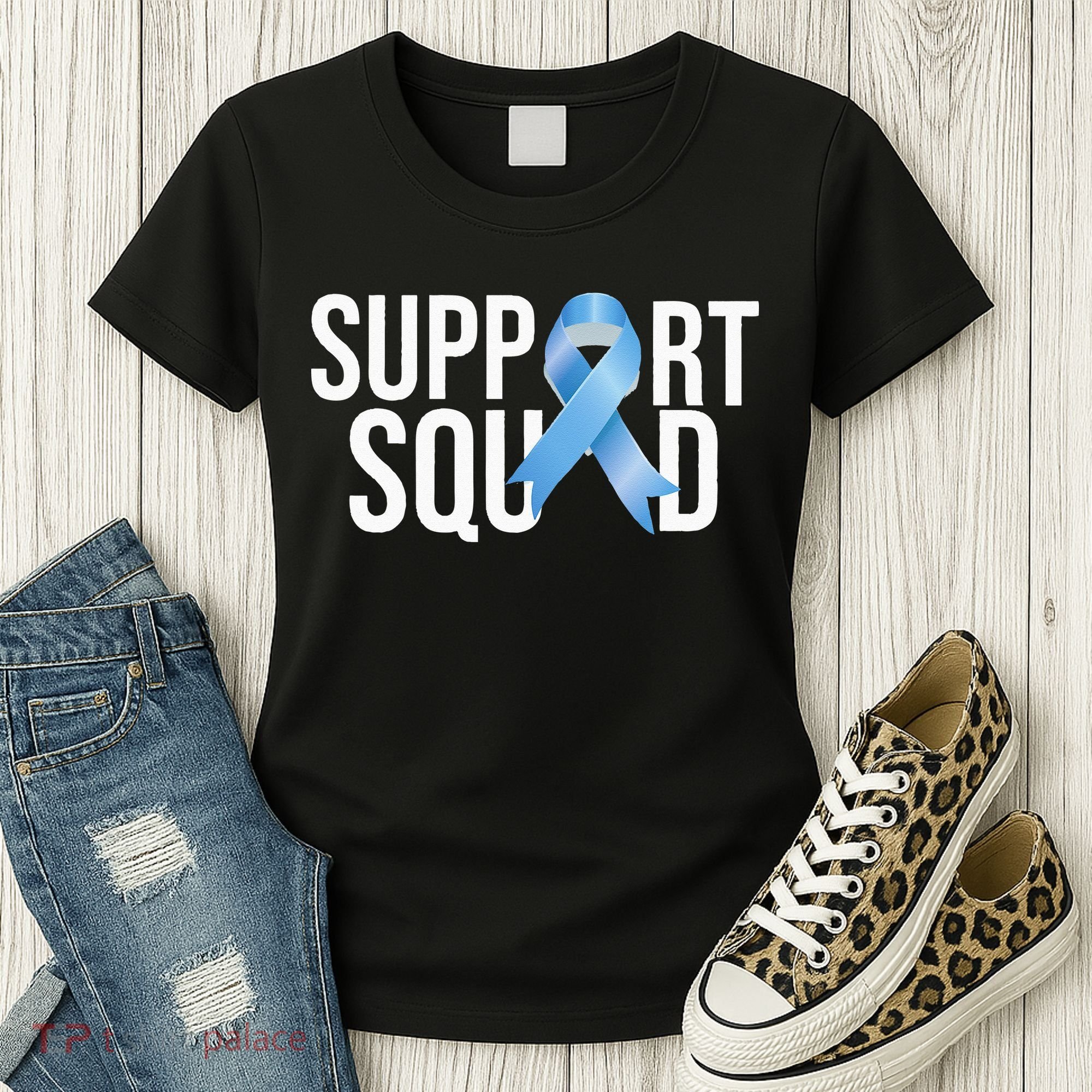 Support Squat Prostate Cancer Awareness Blue Ribbon Survivor Women's T-Shirt