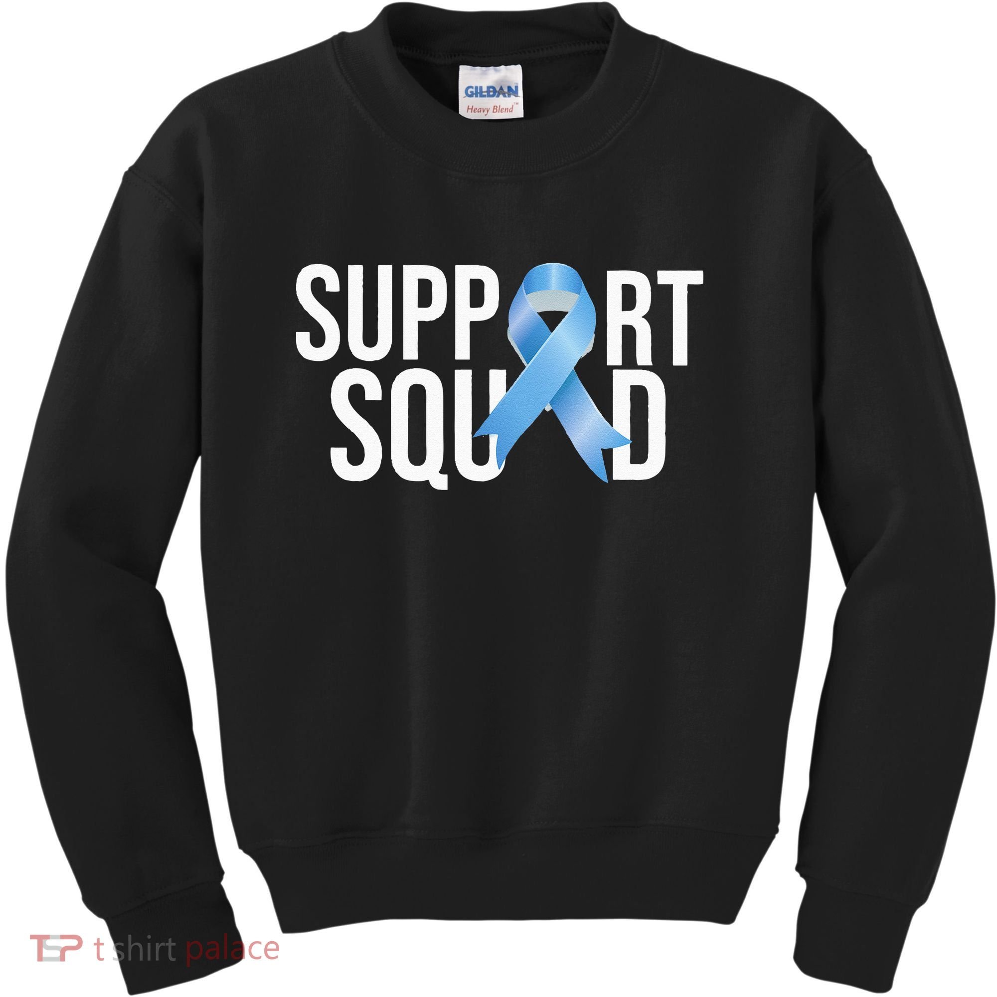 Support Squat Prostate Cancer Awareness Blue Ribbon Survivor Kids Sweatshirt