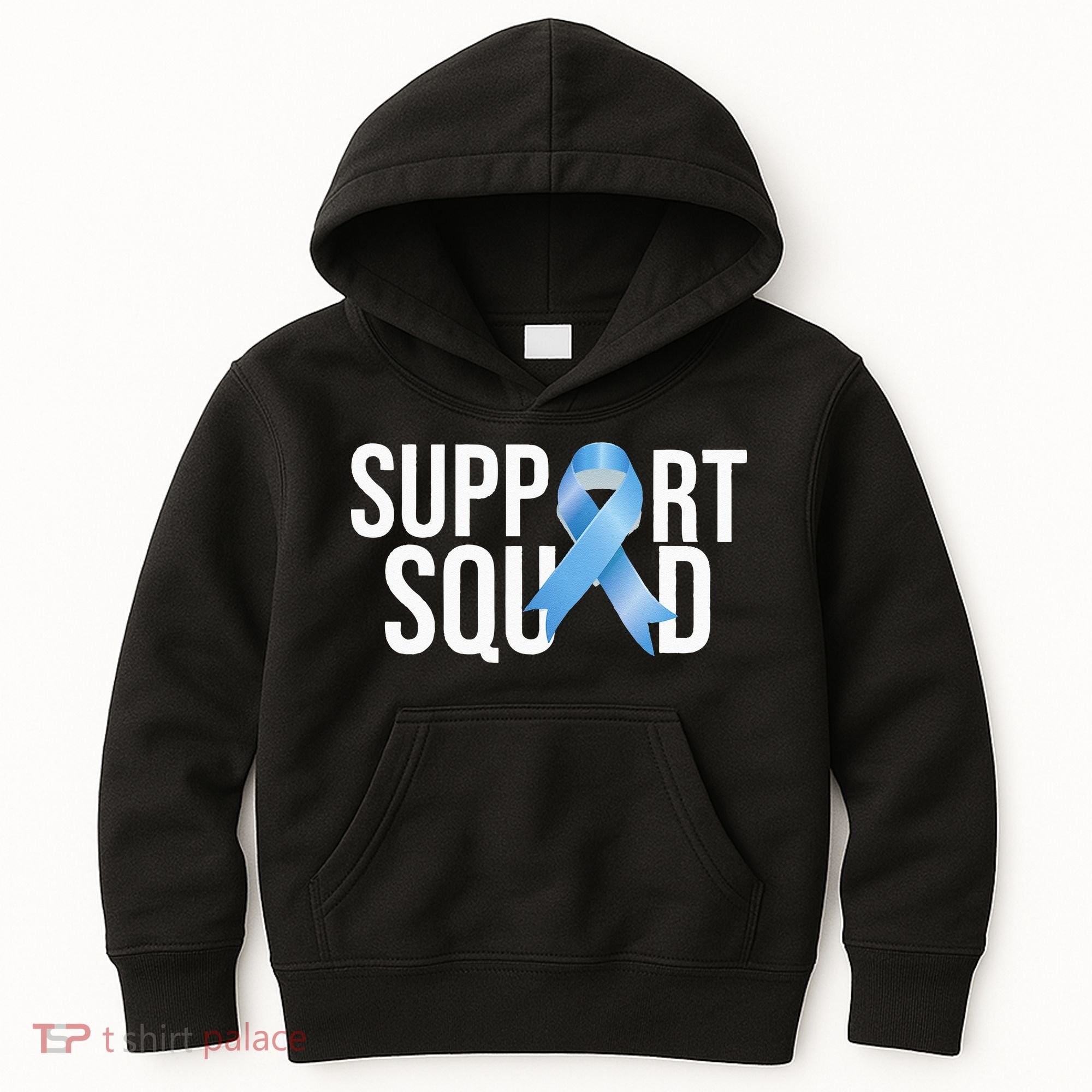 Support Squat Prostate Cancer Awareness Blue Ribbon Survivor Kids Hoodie