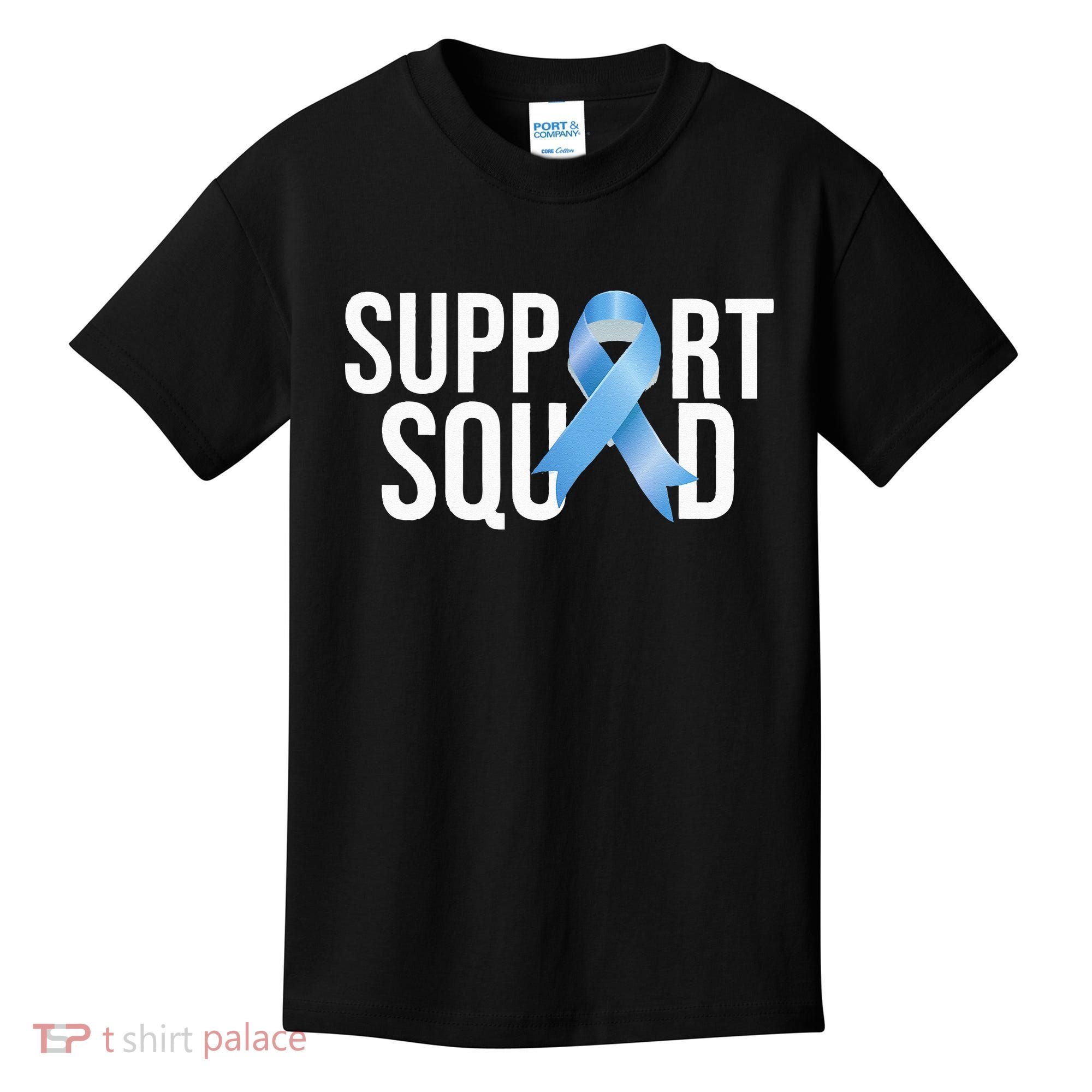 Support Squat Prostate Cancer Awareness Blue Ribbon Survivor Kids T-Shirt