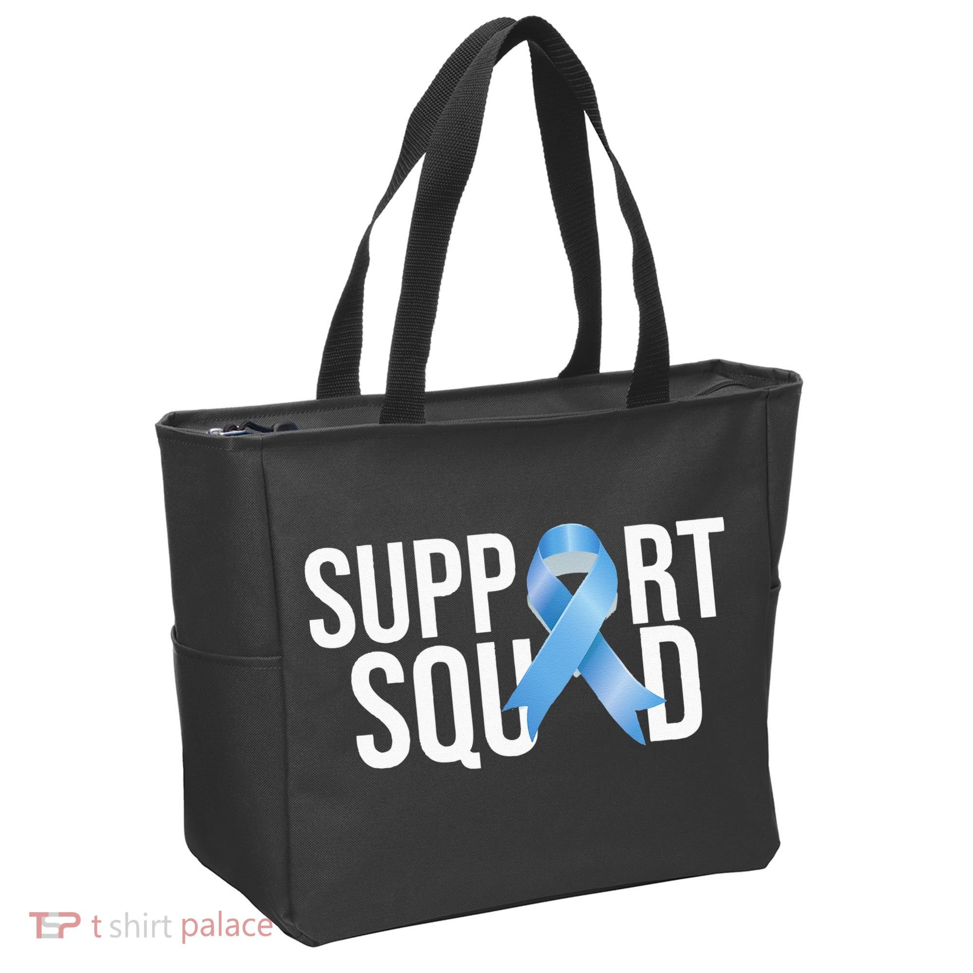 Support Squat Prostate Cancer Awareness Blue Ribbon Survivor Tote Bag