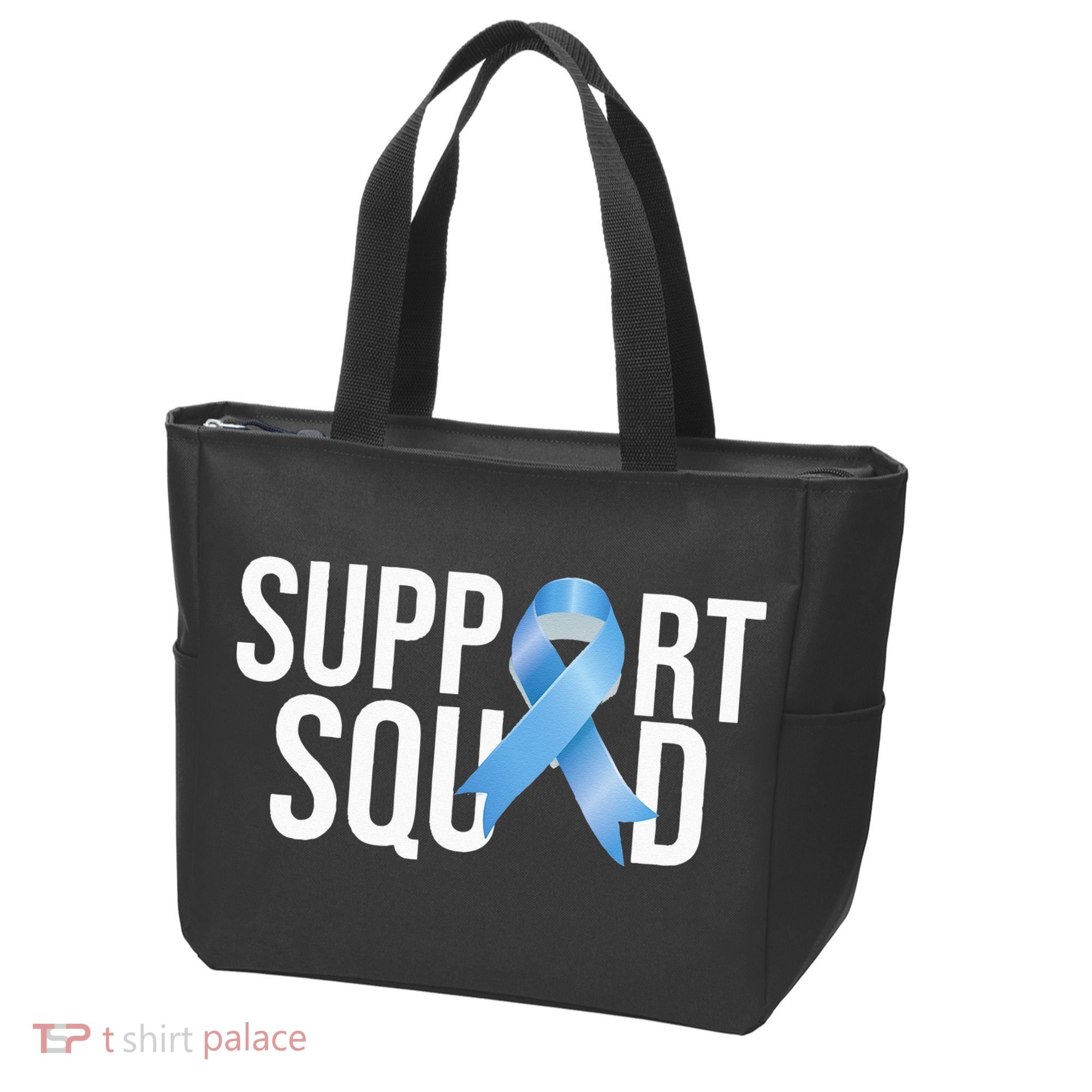 Support Squat Prostate Cancer Awareness Blue Ribbon Survivor Tote Bag