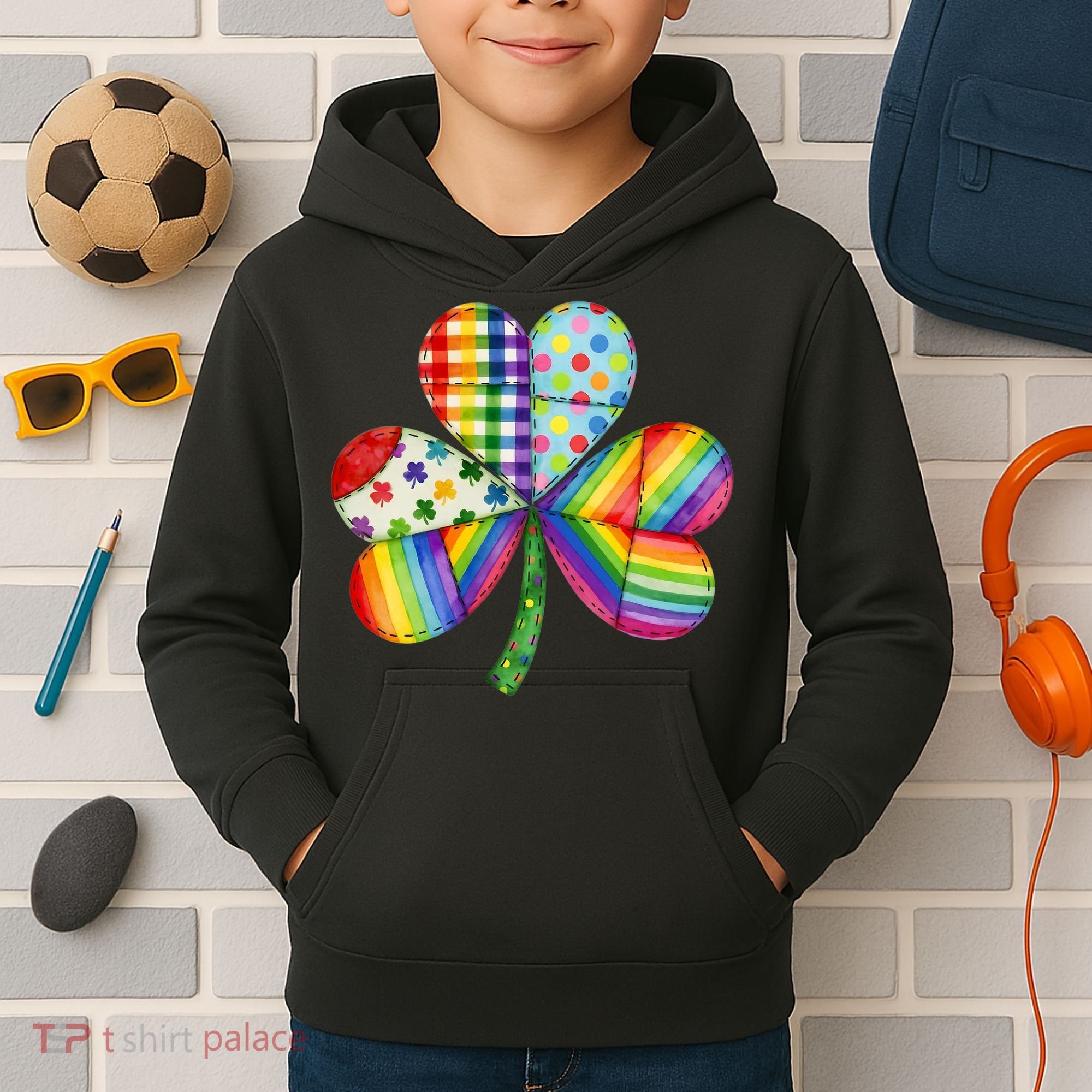 Shamrock St Patrick S Day Irish Clover Kids Hoodie