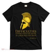 Stoicism Seneca Quote On Difficulties Stoic Philosophy T-Shirt thumb 0