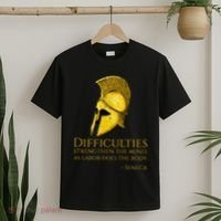 Stoicism Seneca Quote On Difficulties Stoic Philosophy T-Shirt thumb 2
