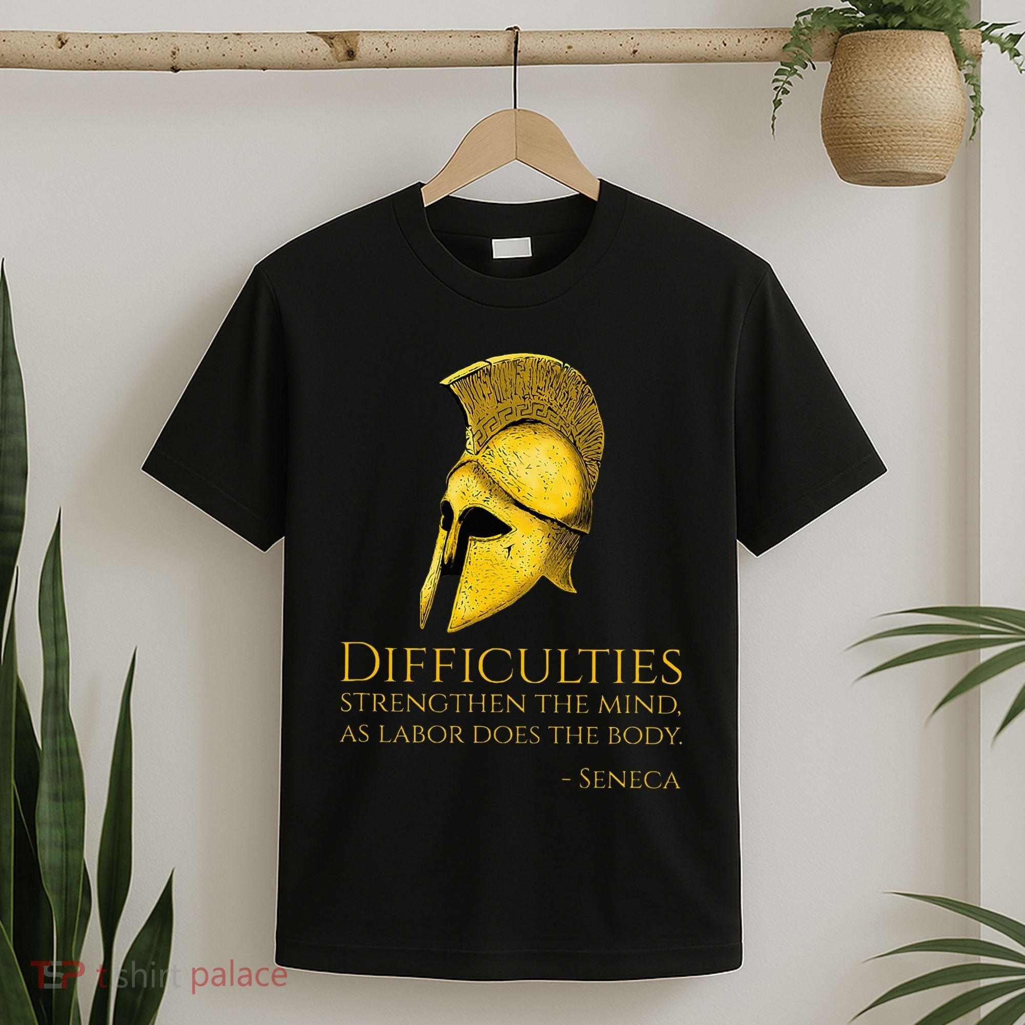 Stoicism Seneca Quote On Difficulties Stoic Philosophy T-Shirt