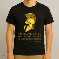 Stoicism Seneca Quote On Difficulties Stoic Philosophy T-Shirt thumb 3