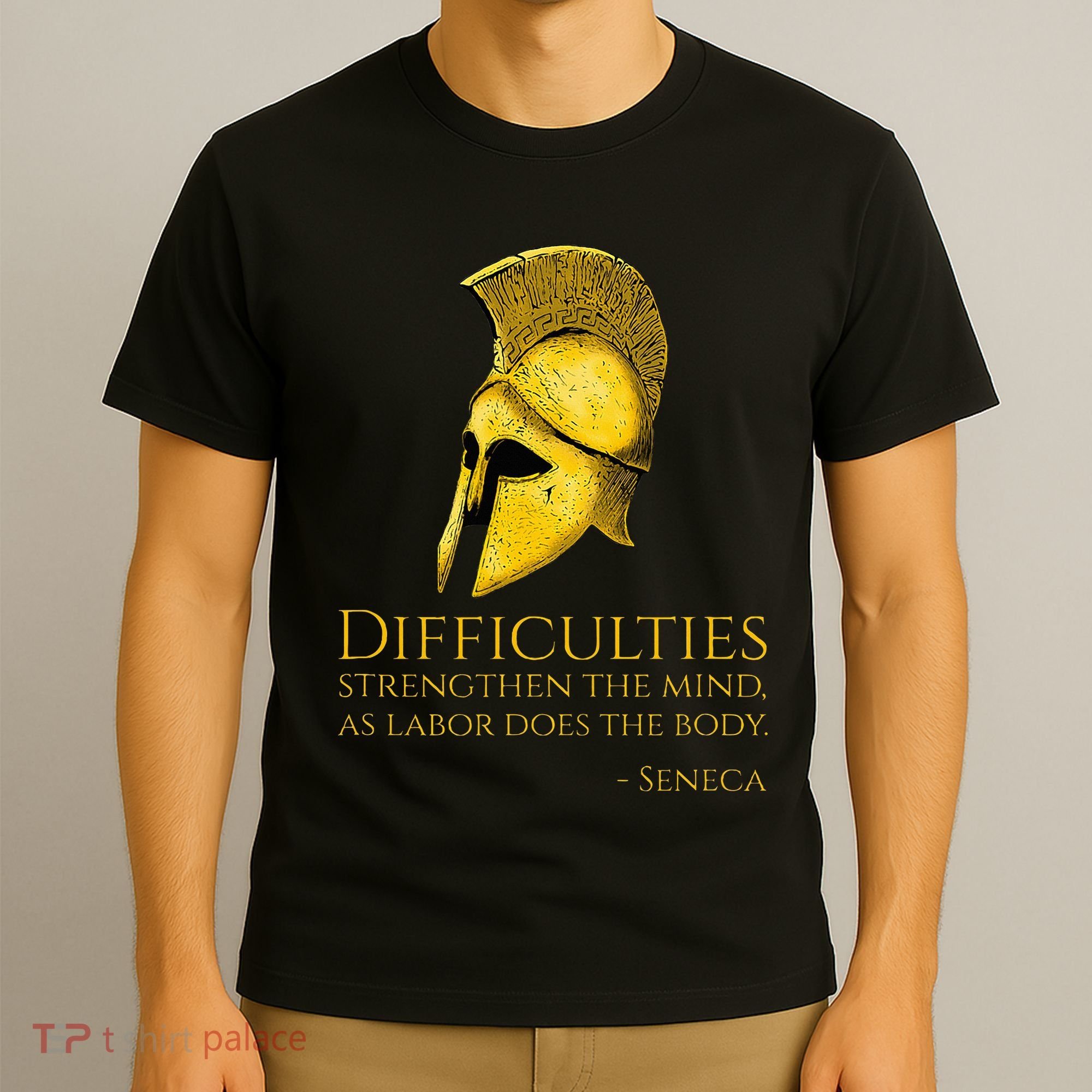 Stoicism Seneca Quote On Difficulties Stoic Philosophy T-Shirt