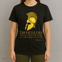Stoicism Seneca Quote On Difficulties Stoic Philosophy T-Shirt thumb 4