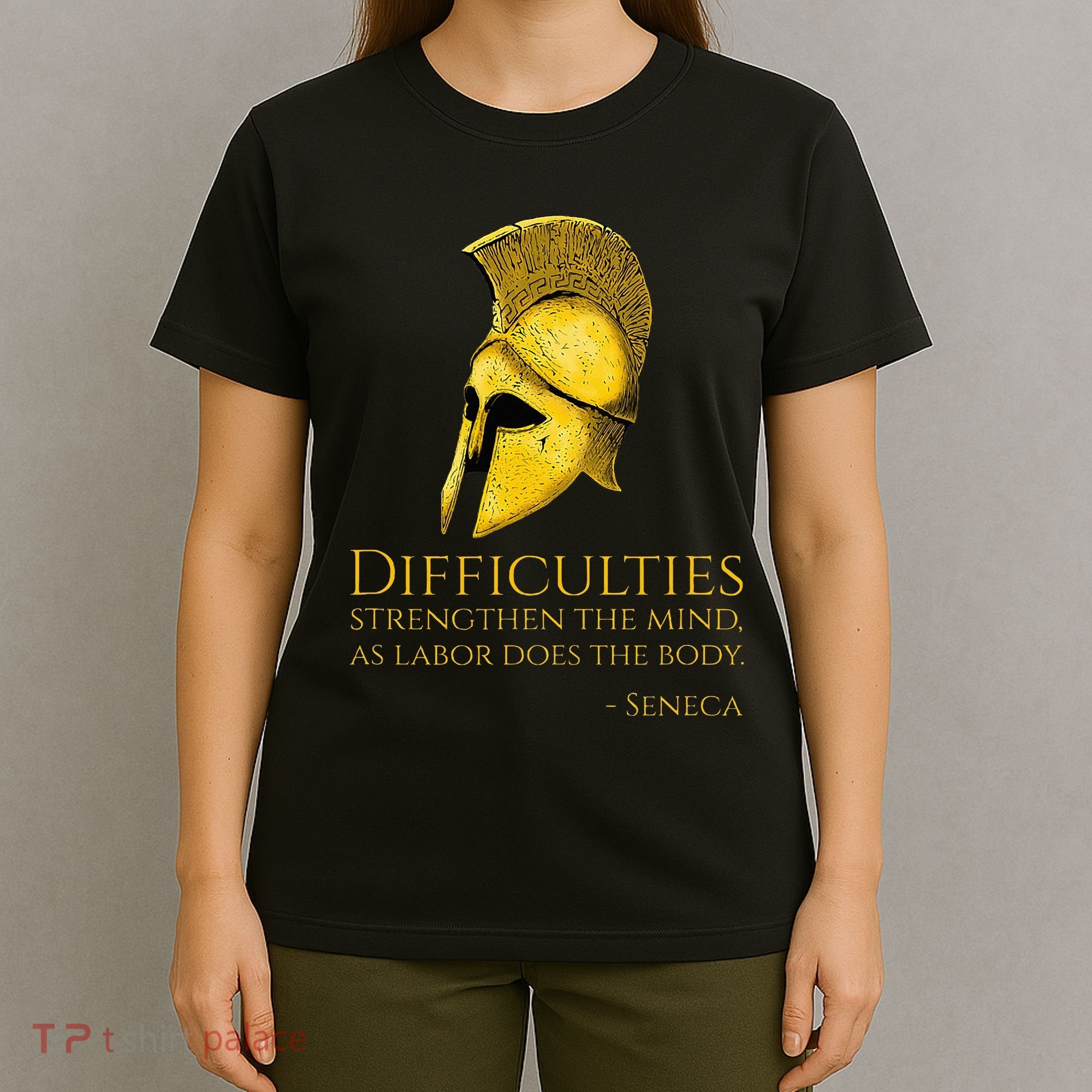 Stoicism Seneca Quote On Difficulties Stoic Philosophy T-Shirt