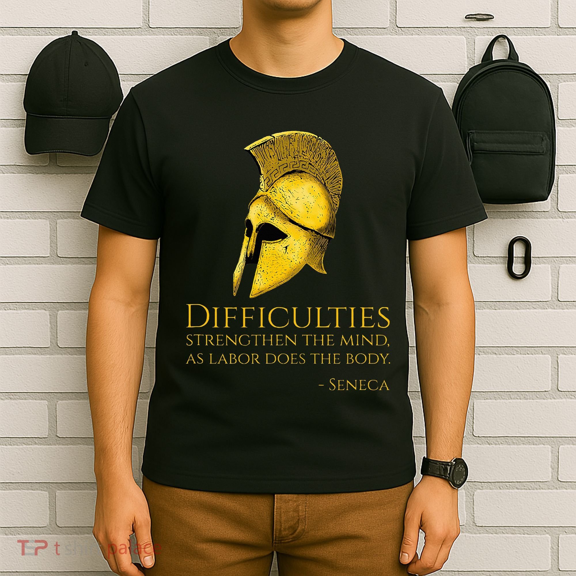 Stoicism Seneca Quote On Difficulties Stoic Philosophy T-Shirt