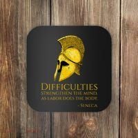 Stoicism Seneca Quote On Difficulties Stoic Philosophy Coaster thumb 0