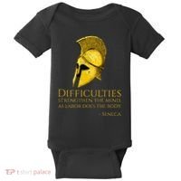 Stoicism Seneca Quote On Difficulties Stoic Philosophy Baby Bodysuit thumb 0
