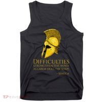 Stoicism Seneca Quote On Difficulties Stoic Philosophy Tank Top thumb 0