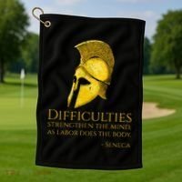 Stoicism Seneca Quote On Difficulties Stoic Philosophy Golf Towel thumb 1