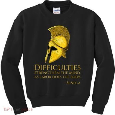 Stoicism Seneca Quote On Difficulties Stoic Philosophy Kids Sweatshirt