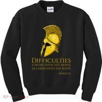 Stoicism Seneca Quote On Difficulties Stoic Philosophy Kids Sweatshirt thumb 0