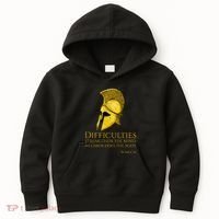 Stoicism Seneca Quote On Difficulties Stoic Philosophy Kids Hoodie thumb 0