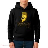 Stoicism Seneca Quote On Difficulties Stoic Philosophy Kids Hoodie thumb 4