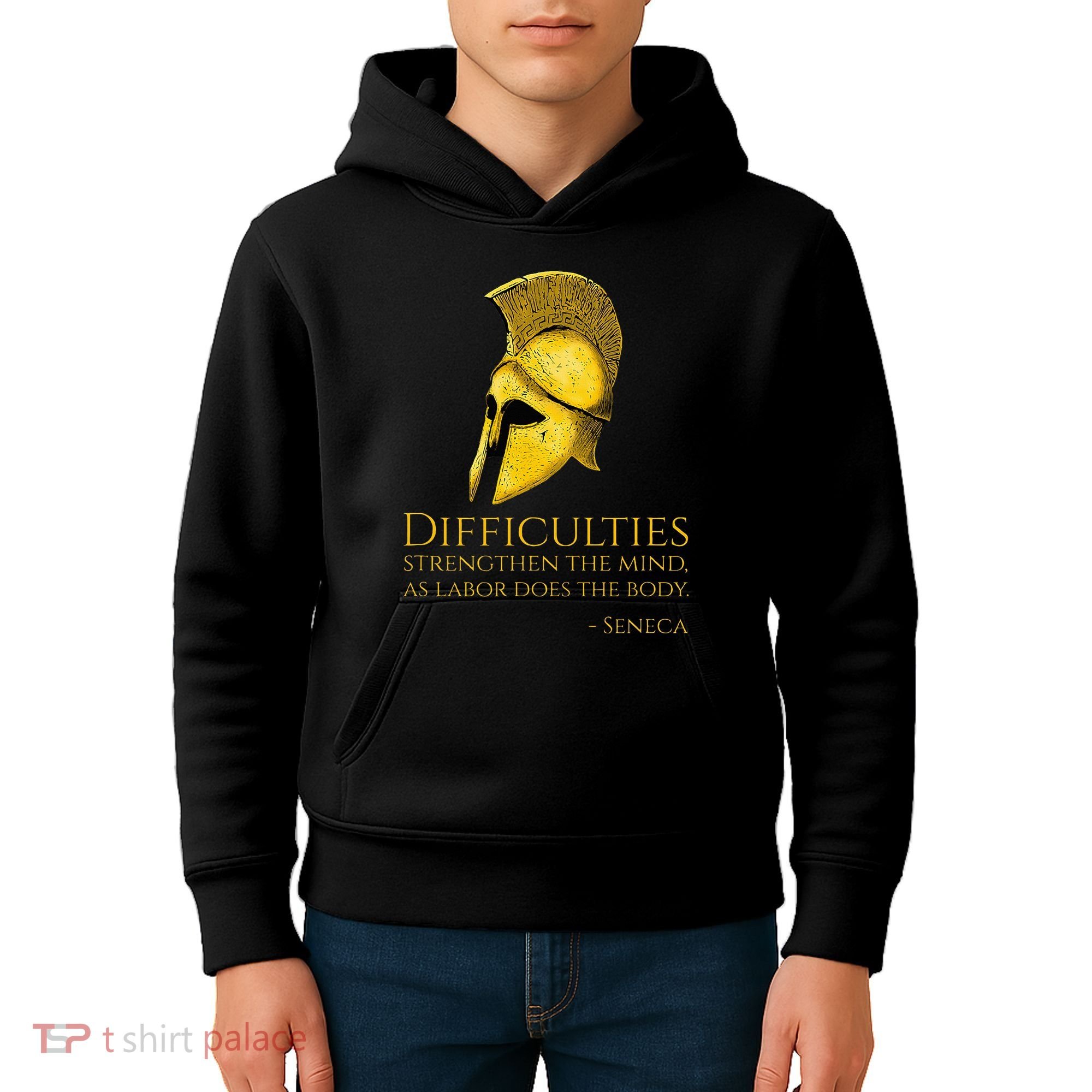 Stoicism Seneca Quote On Difficulties Stoic Philosophy Kids Hoodie