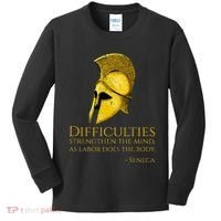 Stoicism Seneca Quote On Difficulties Stoic Philosophy Kids Long Sleeve Shirt thumb 0