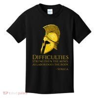 Stoicism Seneca Quote On Difficulties Stoic Philosophy Kids T-Shirt thumb 0
