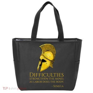 Stoicism Seneca Quote On Difficulties Stoic Philosophy Tote Bag