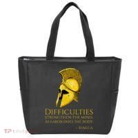 Stoicism Seneca Quote On Difficulties Stoic Philosophy Tote Bag thumb 0