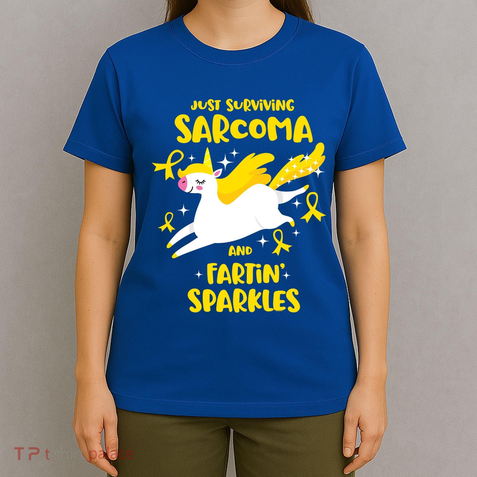 Sarcoma Survivor Quote Farting Unicorn Cancer Awareness Gift T-Shirt