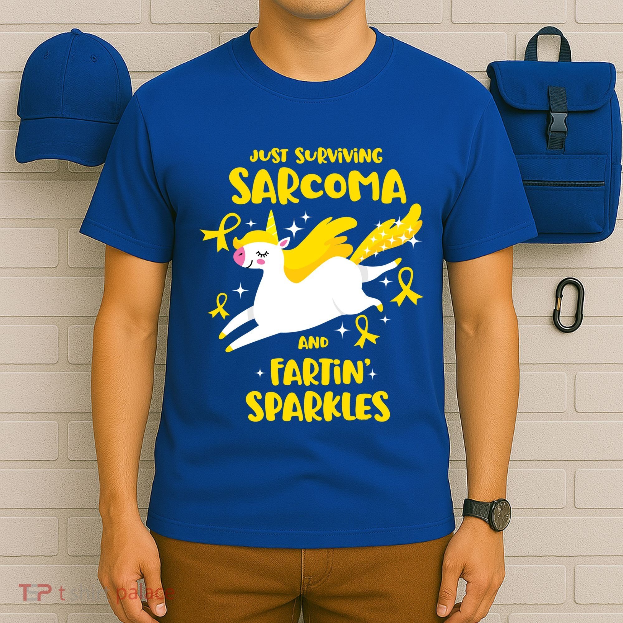 Sarcoma Survivor Quote Farting Unicorn Cancer Awareness Gift T-Shirt