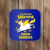 Sarcoma Survivor Quote Farting Unicorn Cancer Awareness Gift Coaster thumb 0