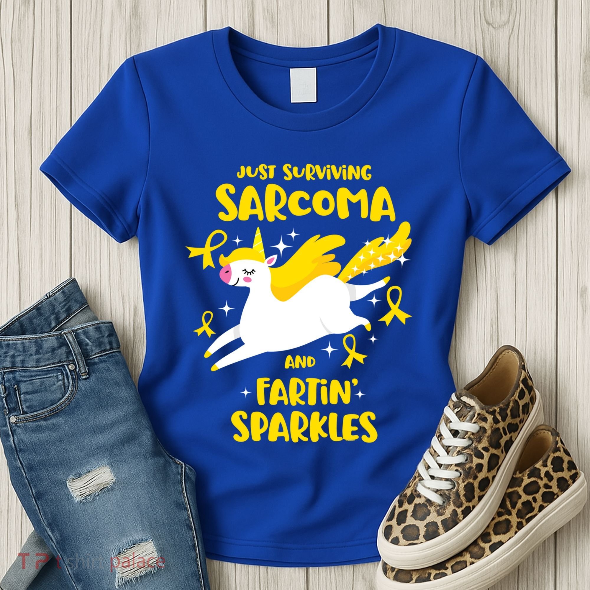 Sarcoma Survivor Quote Farting Unicorn Cancer Awareness Gift Women's T-Shirt