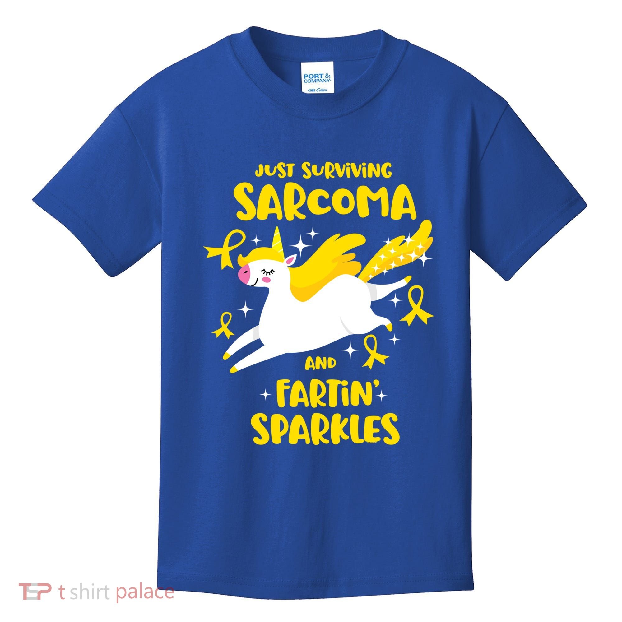 Sarcoma Survivor Quote Farting Unicorn Cancer Awareness Gift Kids T-Shirt