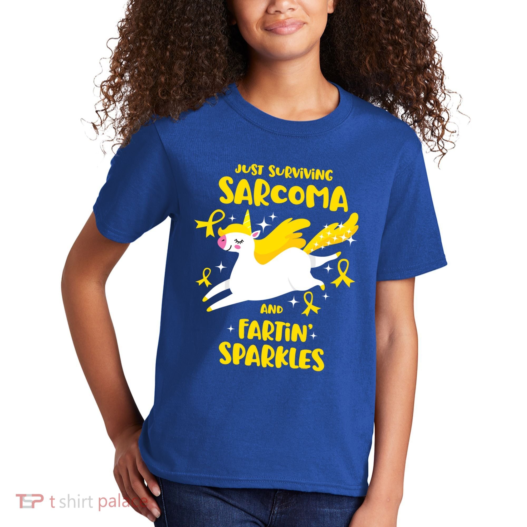 Sarcoma Survivor Quote Farting Unicorn Cancer Awareness Gift Kids T-Shirt