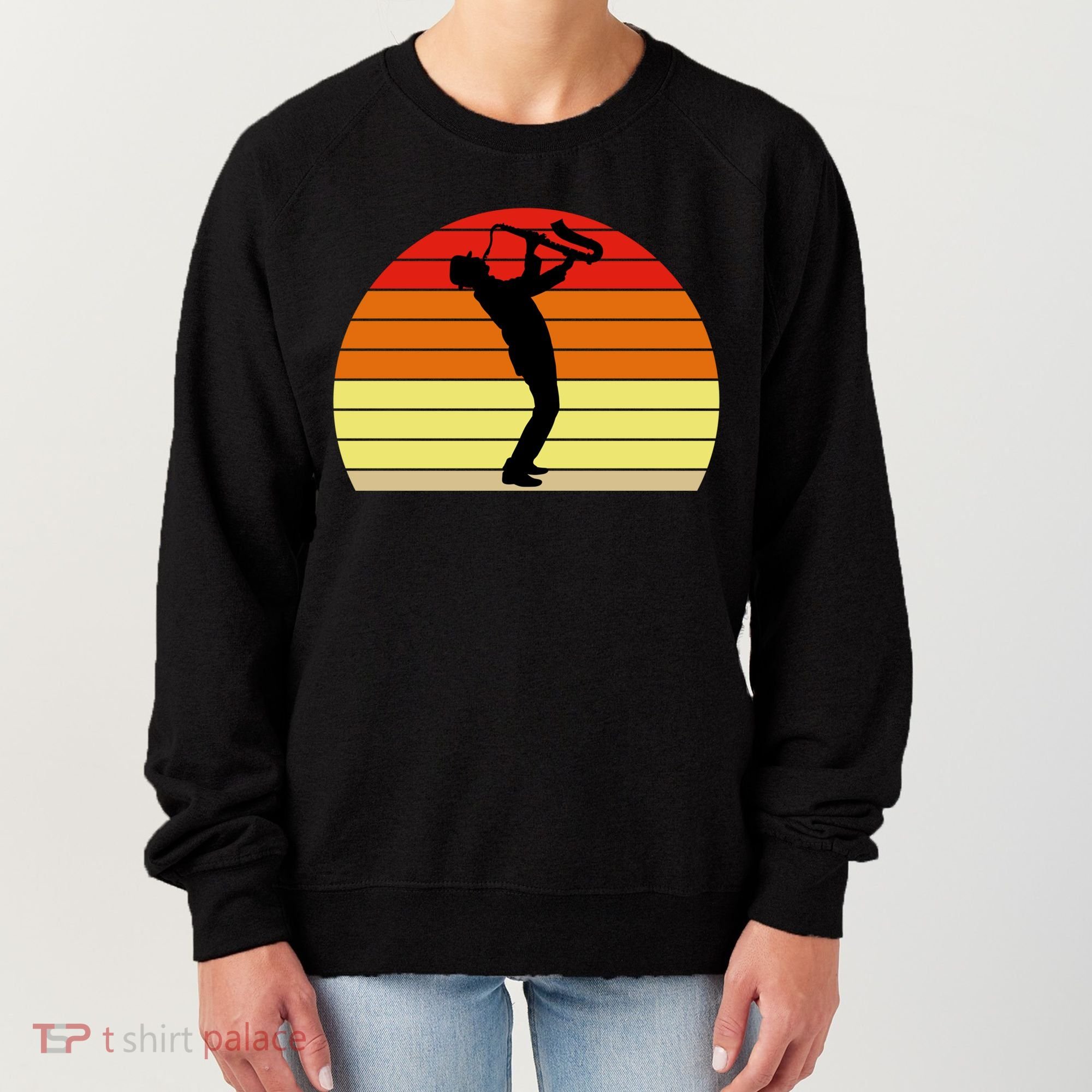 Sunset Saxophone Retro Saxophone Player Cool Gift Women's Sweatshirt
