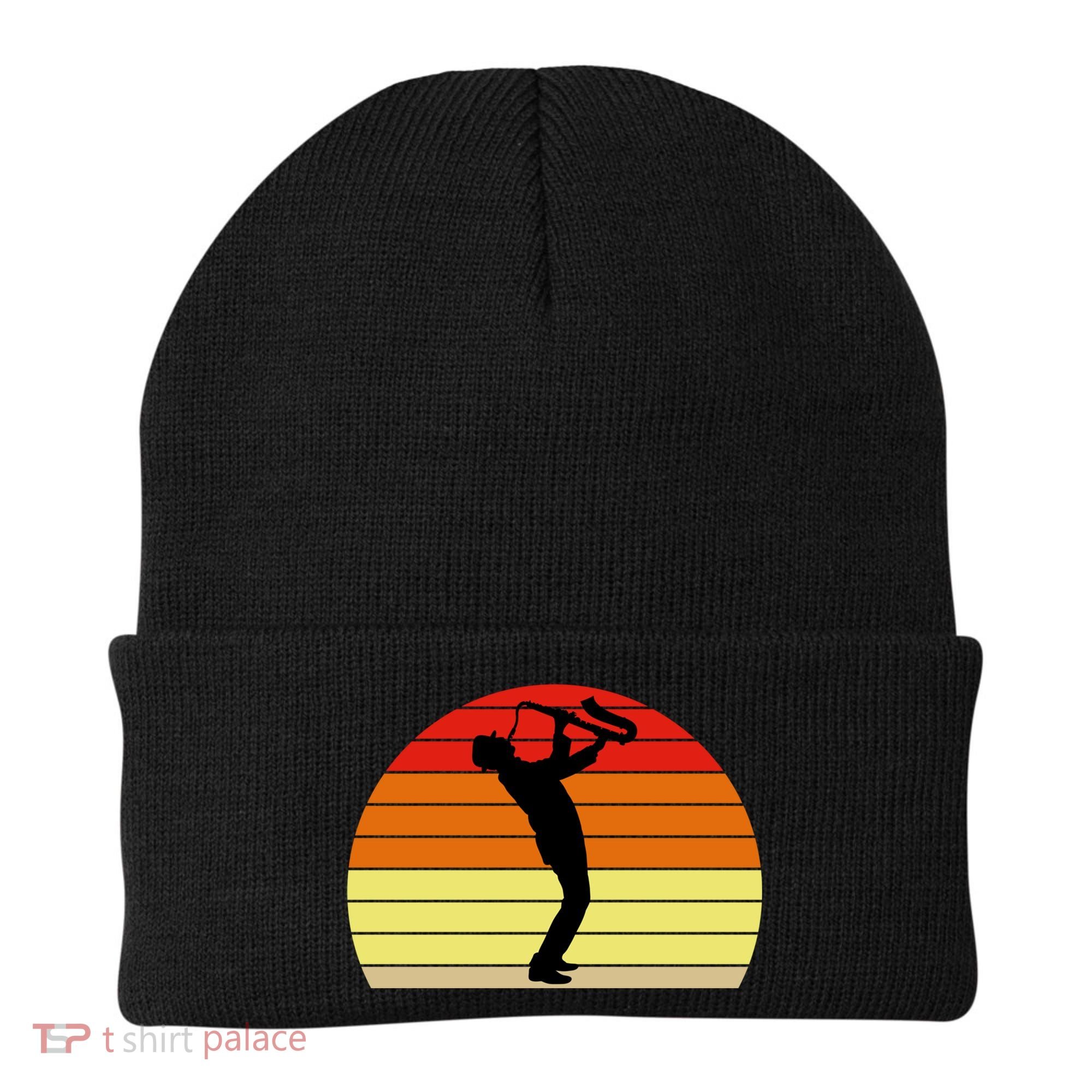 Sunset Saxophone Retro Saxophone Player Cool Gift Beanie