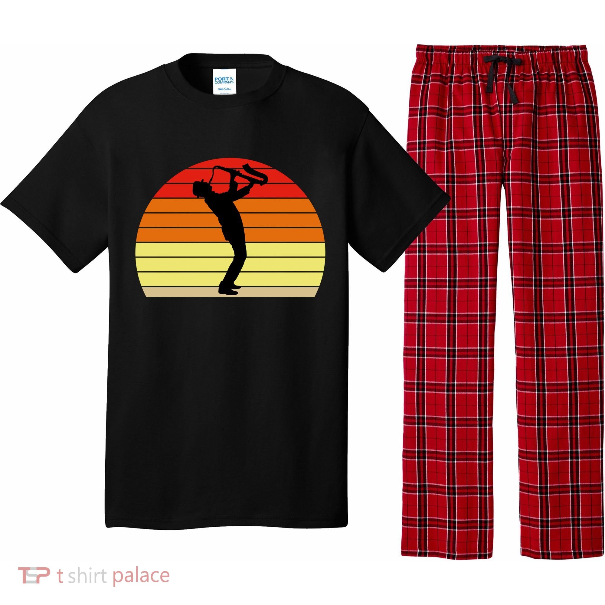 Sunset Saxophone Retro Saxophone Player Cool Gift Pajama Set