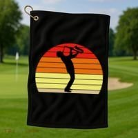 Sunset Saxophone Retro Saxophone Player Cool Gift Golf Towel thumb 1