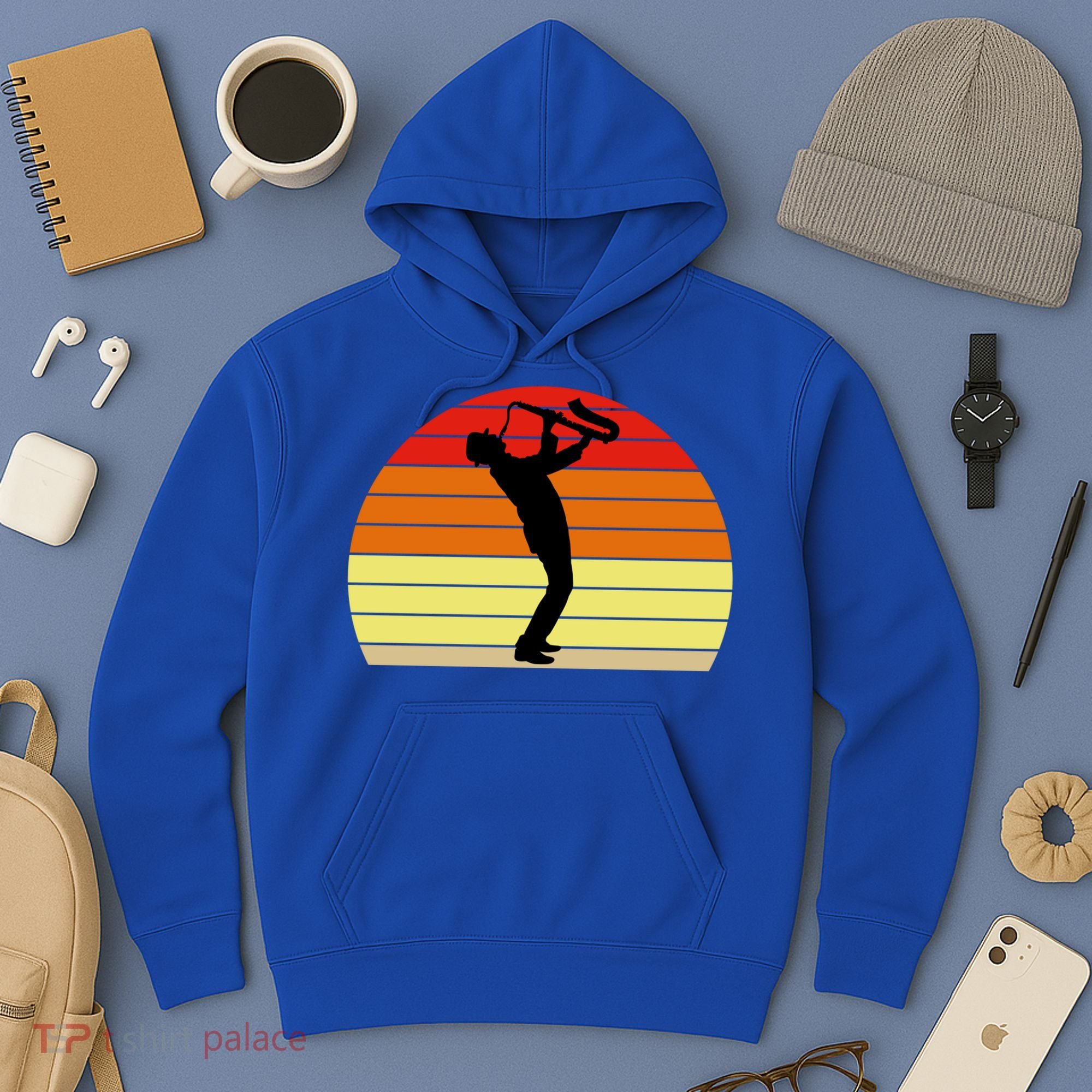 Sunset Saxophone Retro Saxophone Player Cool Gift Hoodie