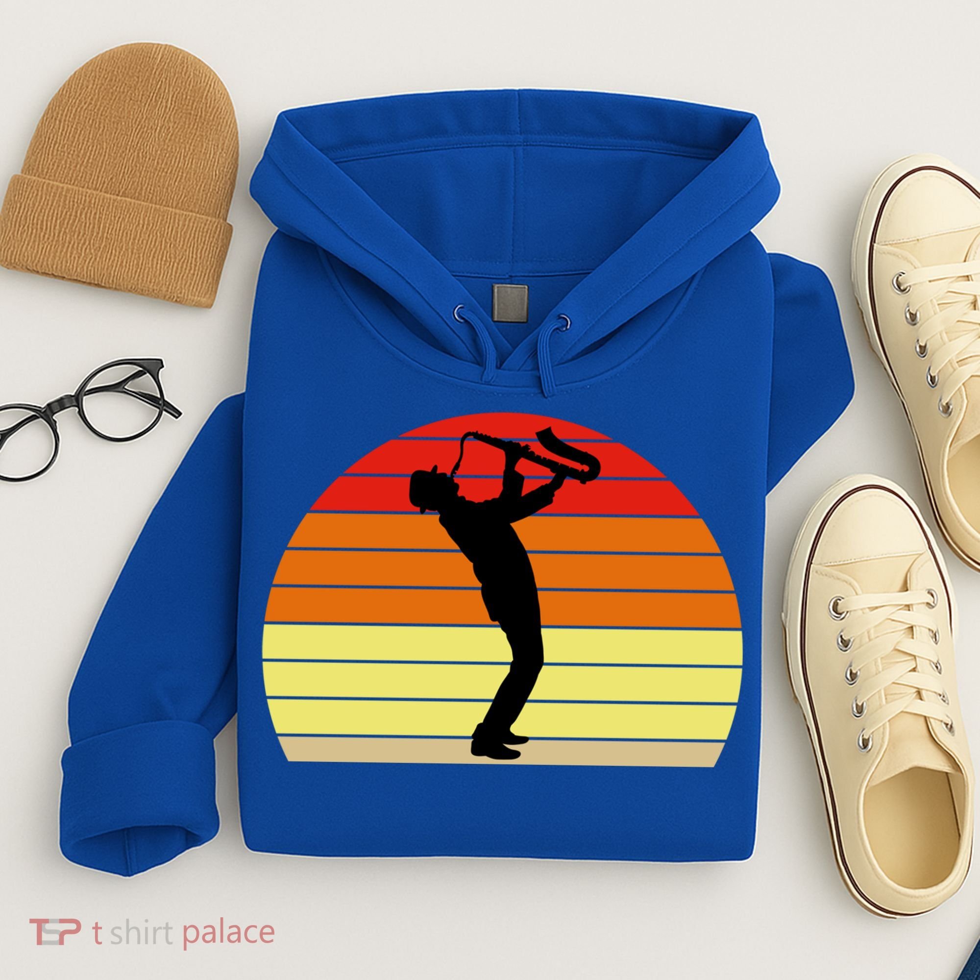 Sunset Saxophone Retro Saxophone Player Cool Gift Hoodie