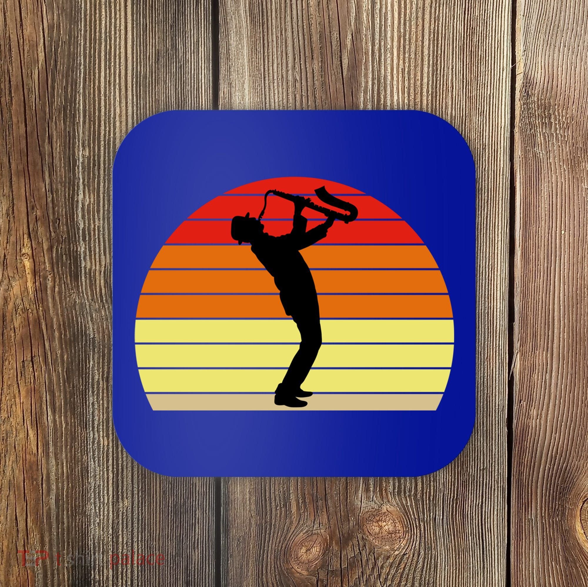 Sunset Saxophone Retro Saxophone Player Cool Gift Coaster