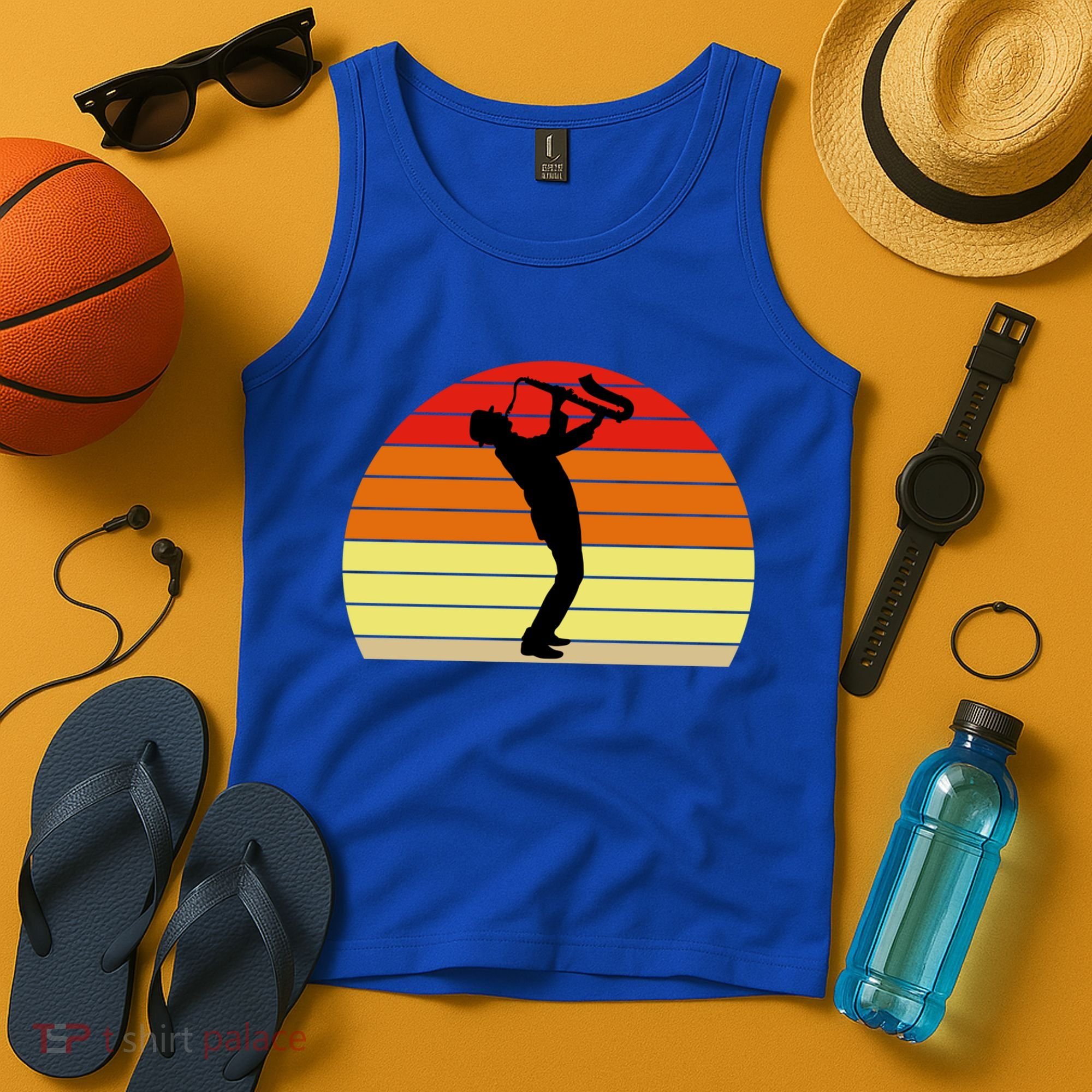 Sunset Saxophone Retro Saxophone Player Cool Gift Tank Top