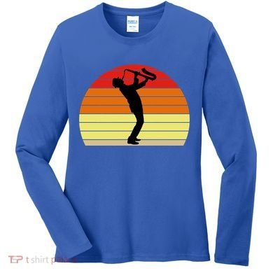 Sunset Saxophone Retro Saxophone Player Cool Gift Women's Long Sleeve Shirt